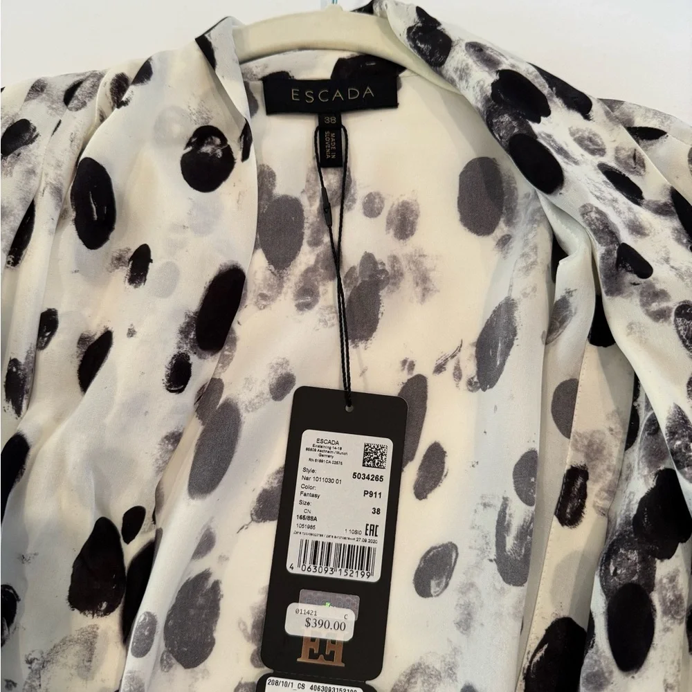 Escada Cream and Black Tie Front Blouse - Picture 4 of 4